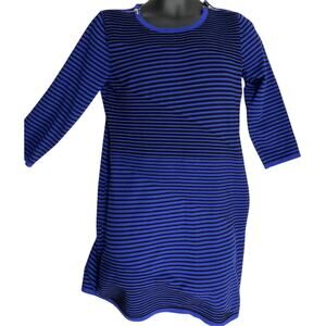 Spense Sweater Dress Size M Blue Black Stripe Long Sleeve Business Mature Office